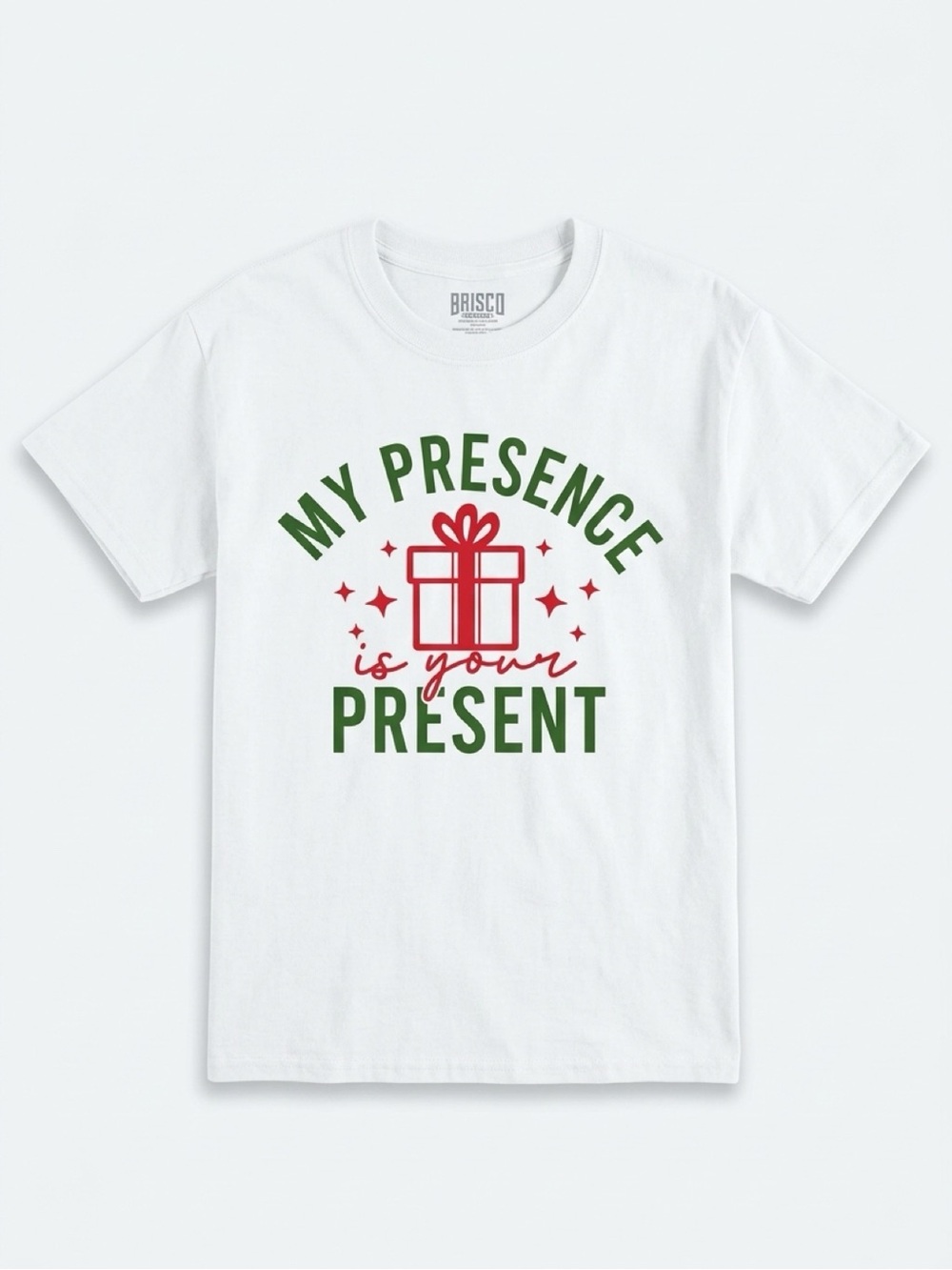 White Graphic Tee "My Presence Is Your Present" - Holiday Crewneck
